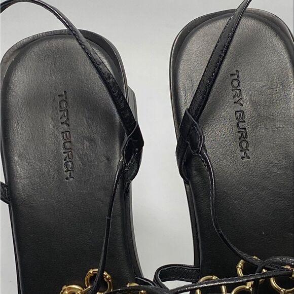 Tory Burch Multi-Logo Leather Lace-Up Sandals size 9 - Picture 9 of 13